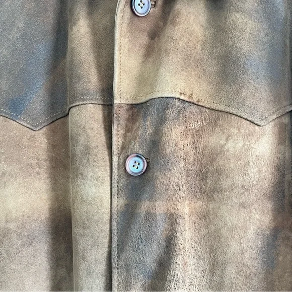 Vintage Yukalix Men's Brown Suede Field Jacket Coat Button Up Men's L Rugged - Picture 4 of 16